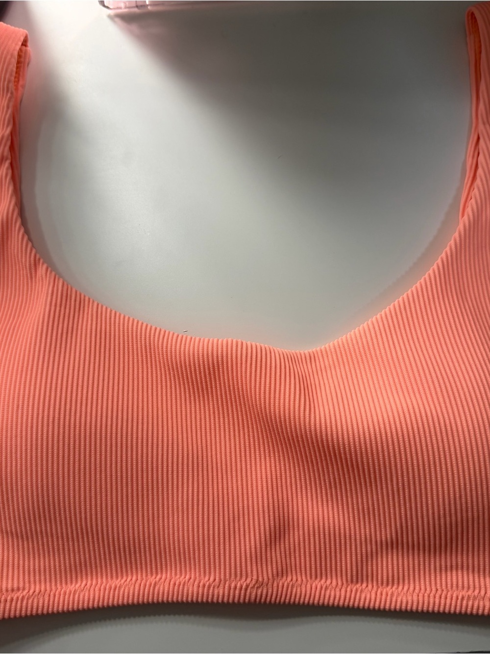 aerie Ribbed Scoop Bikini Top in Coral